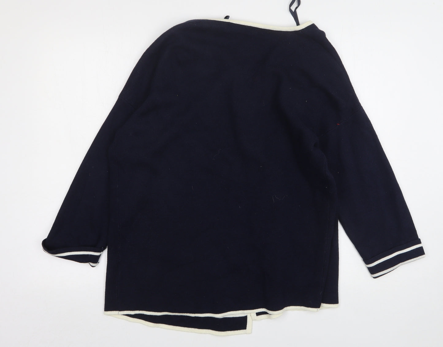 Jasper Conran Womens Blue V-Neck Striped Viscose Cardigan Jumper Size 12