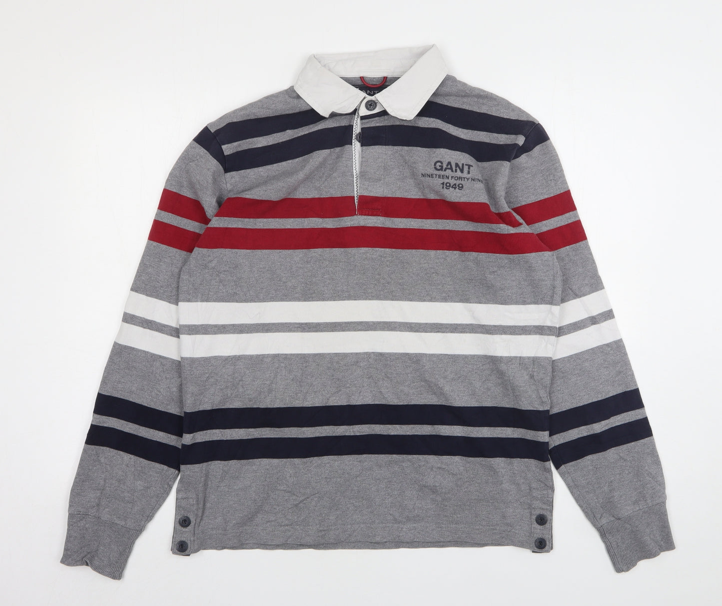 Gant  Mens Multicoloured Striped Cotton  Polo Size L Collared