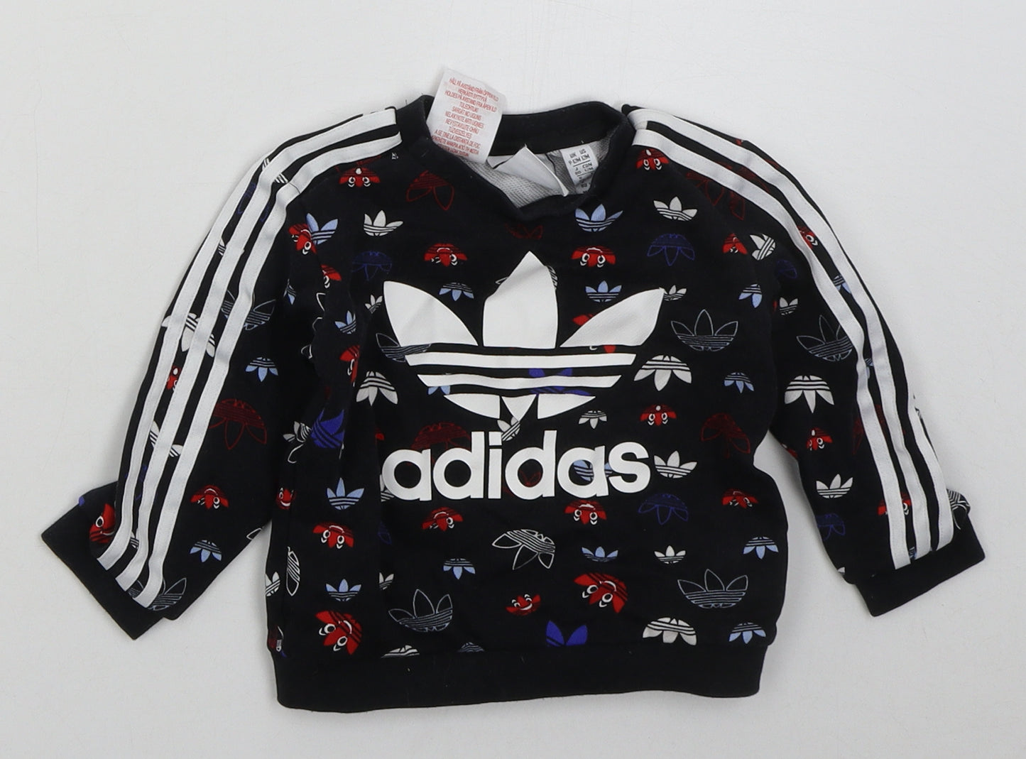 adidas Boys Black  Cotton Basic T-Shirt Size 9-12 Months Crew Neck Pullover