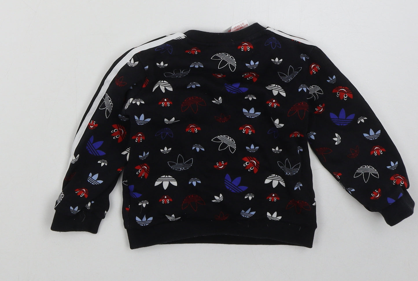 adidas Boys Black  Cotton Basic T-Shirt Size 9-12 Months Crew Neck Pullover