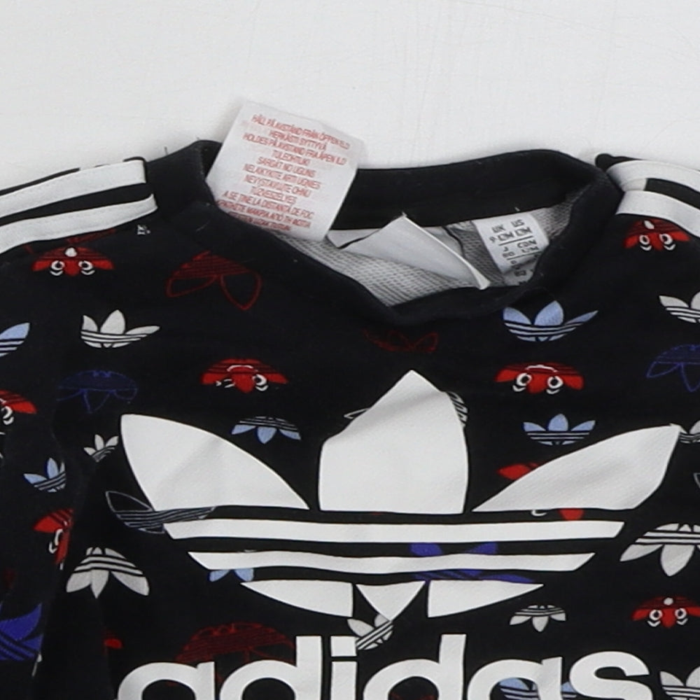 adidas Boys Black  Cotton Basic T-Shirt Size 9-12 Months Crew Neck Pullover