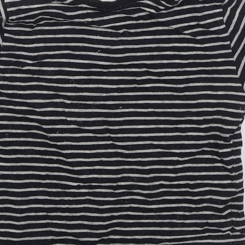 Jeff & Co Boys Grey Striped Cotton Basic T-Shirt Size 18-24 Months Crew Neck Pullover - Always Ready