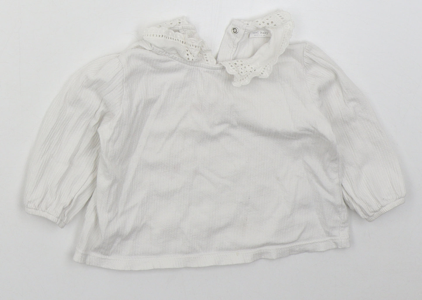 NEXT Girls White  Cotton Basic T-Shirt Size 9-12 Months Collared Pullover
