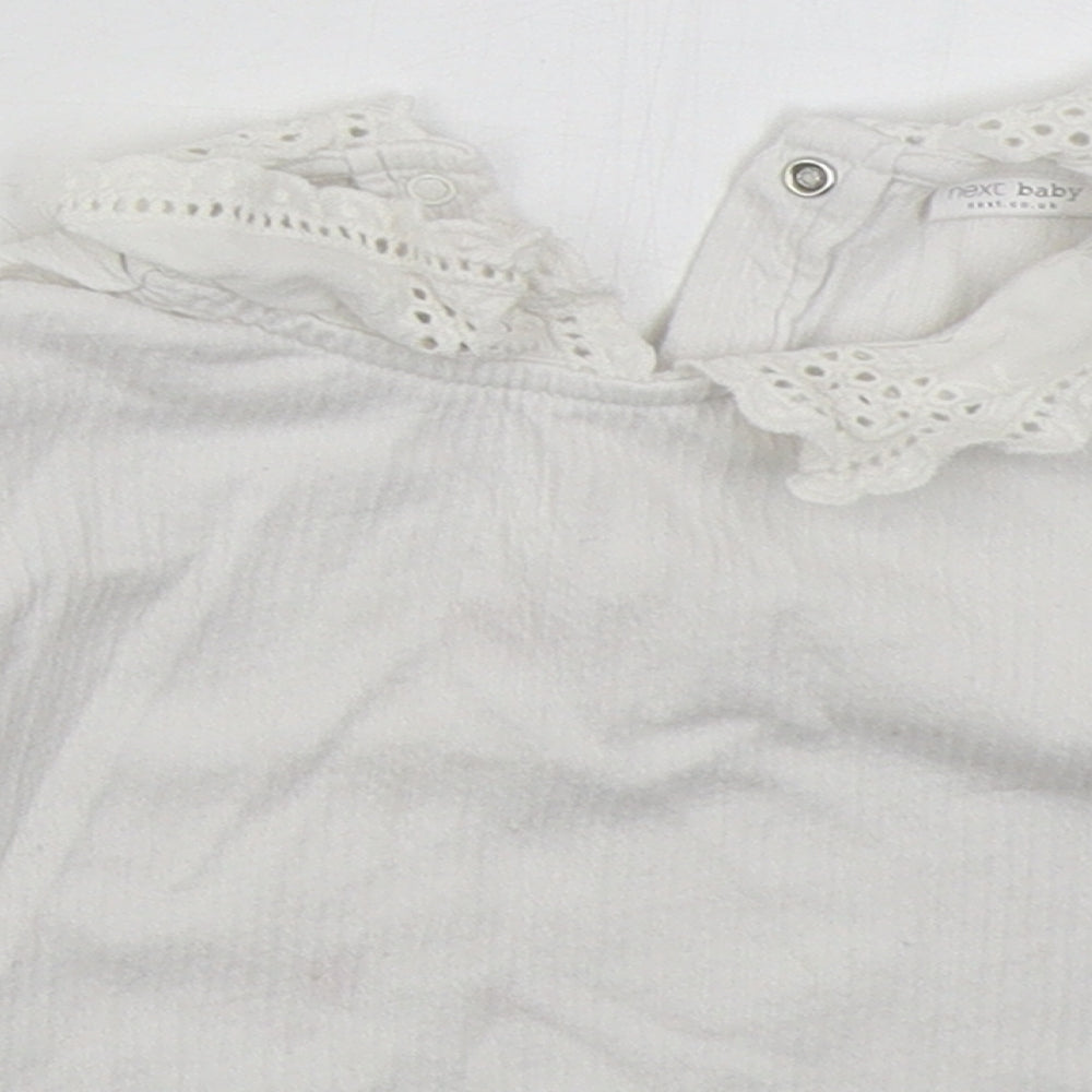 NEXT Girls White  Cotton Basic T-Shirt Size 9-12 Months Collared Pullover