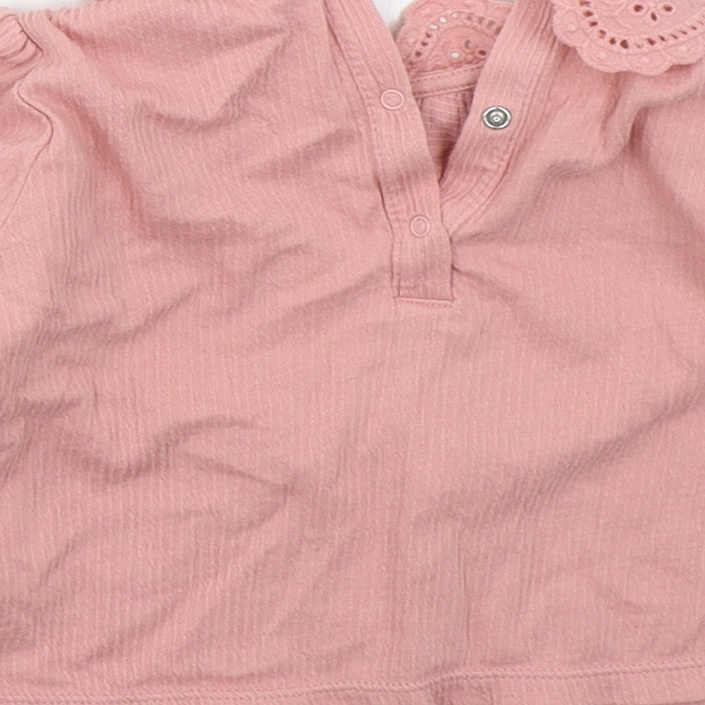 NEXT Girls Pink  Cotton Basic T-Shirt Size 9-12 Months Collared Pullover