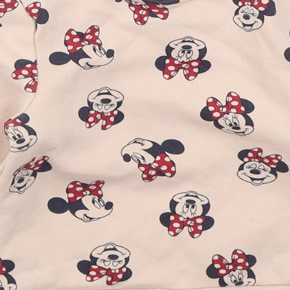Primark Girls Pink  Cotton Basic T-Shirt Size 12-18 Months Crew Neck Pullover - Minnie Mouse