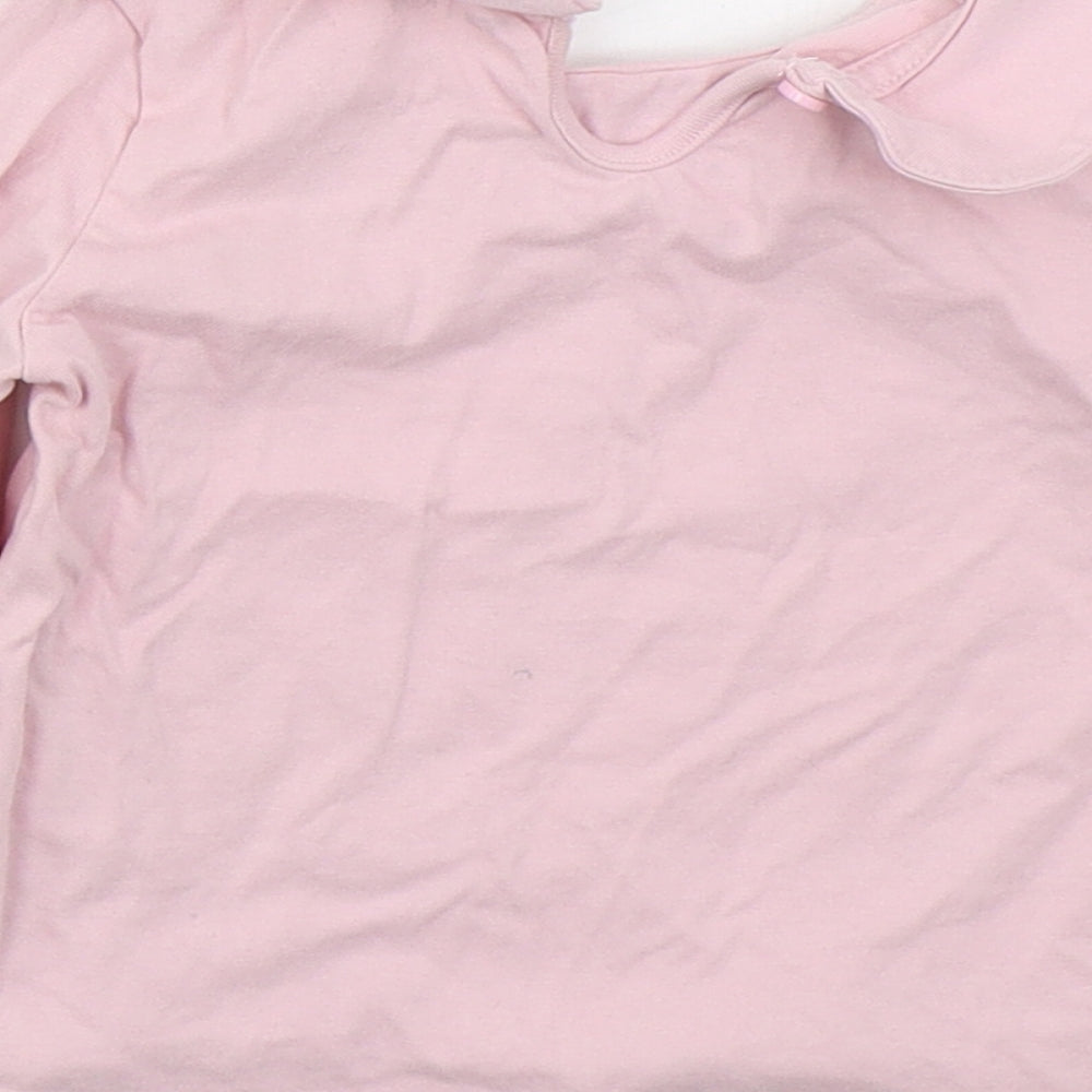TU Girls Pink Floral Cotton Basic T-Shirt Size 18-24 Months Collared Pullover