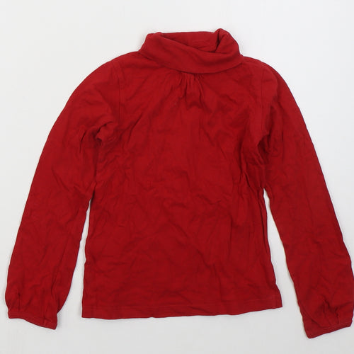 Dunnes Girls Red  Cotton Basic T-Shirt Size 8 Years Roll Neck Pullover