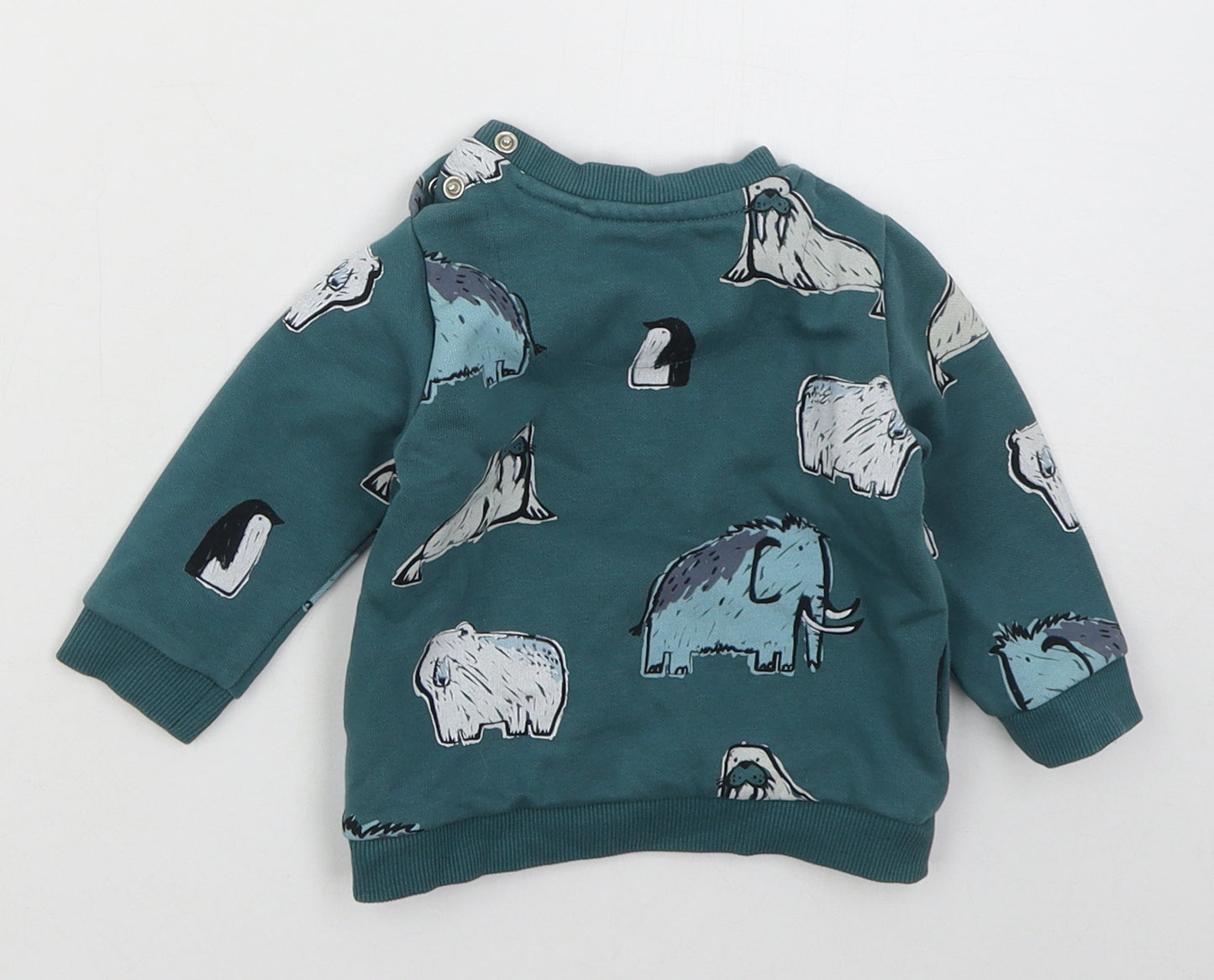 F&F Boys Blue  Cotton Basic T-Shirt Size 3-6 Months Crew Neck Pullover - Arctic Animals