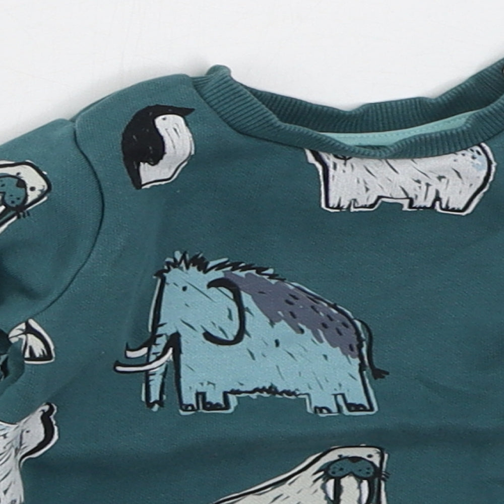 F&F Boys Blue  Cotton Basic T-Shirt Size 3-6 Months Crew Neck Pullover - Arctic Animals