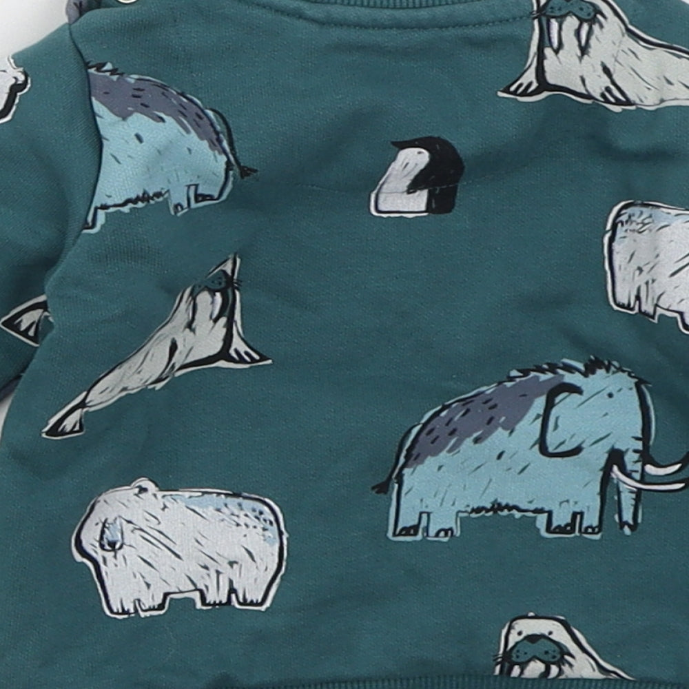F&F Boys Blue  Cotton Basic T-Shirt Size 3-6 Months Crew Neck Pullover - Arctic Animals