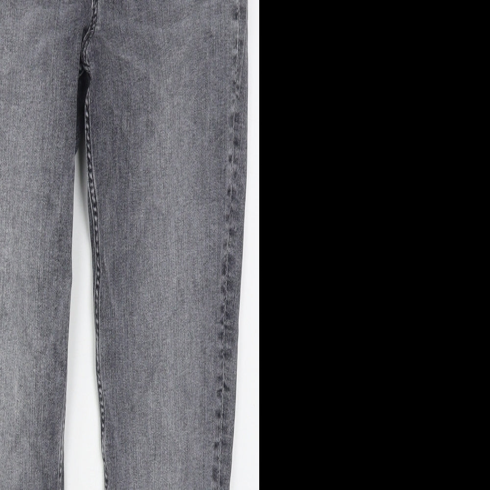 Zara Womens Grey  Cotton Skinny Jeans Size 12 L28 in Regular Button