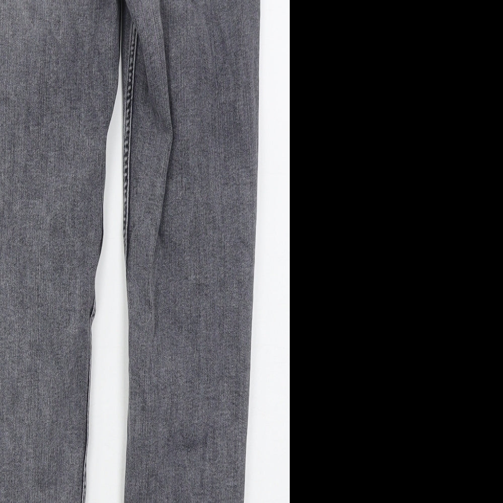 Zara Womens Grey  Cotton Skinny Jeans Size 12 L28 in Regular Button