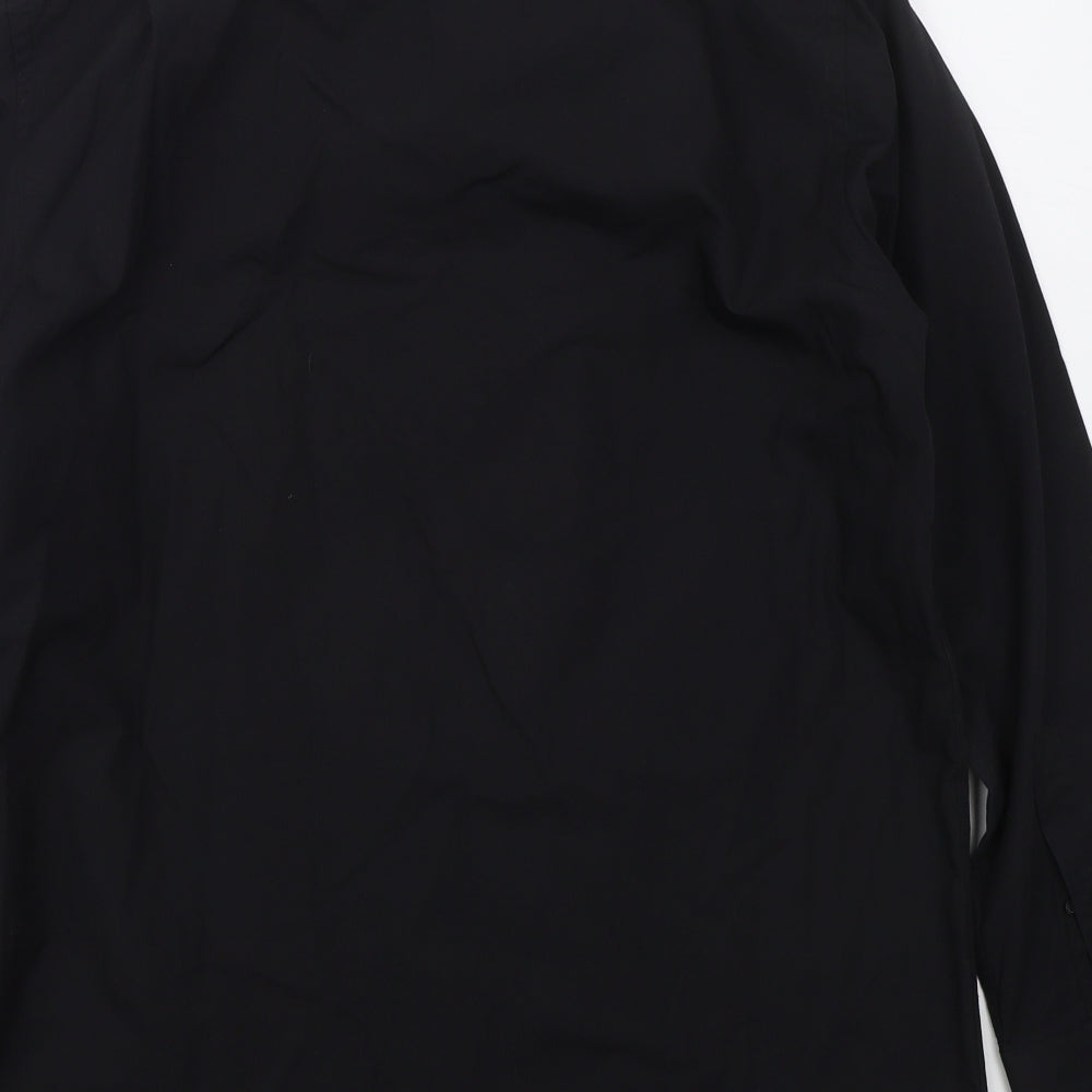 Thomas Nash Mens Black  Polyester  Dress Shirt Size 15 Collared Button