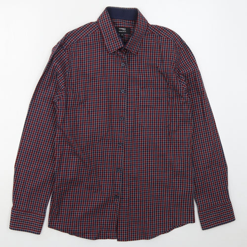 Dunnes Mens Red Check Cotton  Button-Up Size S Collared Button