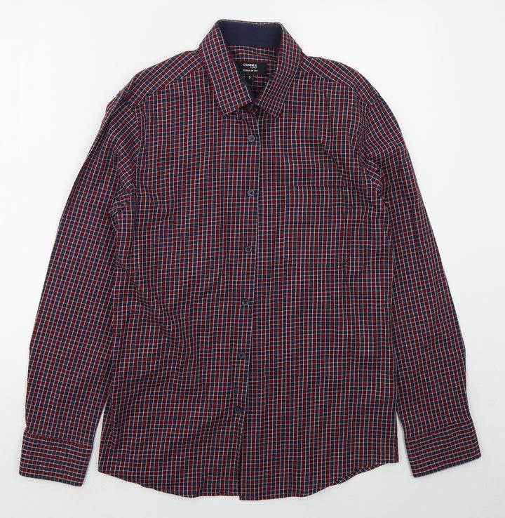 Dunnes Mens Red Check Cotton  Button-Up Size S Collared Button