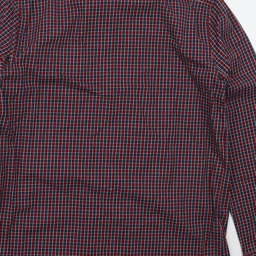 Dunnes Mens Red Check Cotton  Button-Up Size S Collared Button