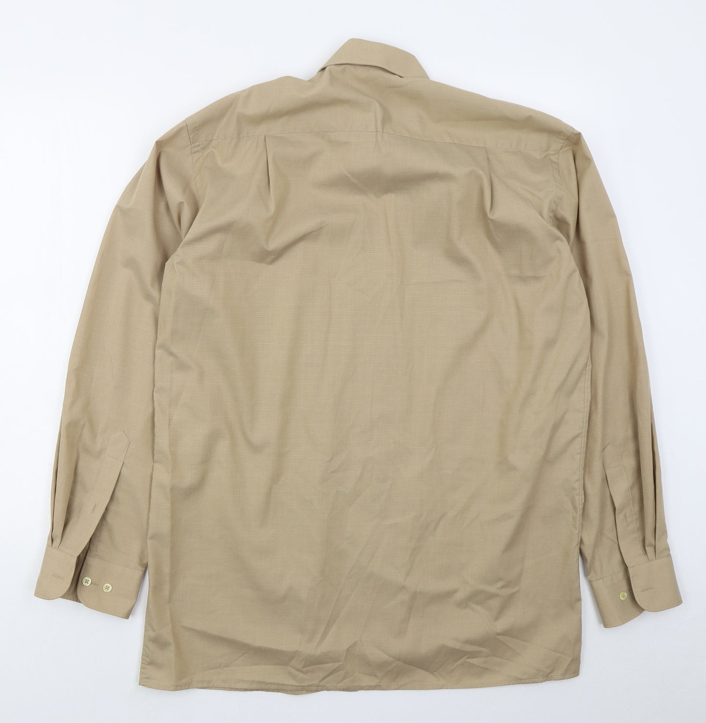 Seidensticker Mens Beige  Cotton  Dress Shirt Size 15.5 Collared Button