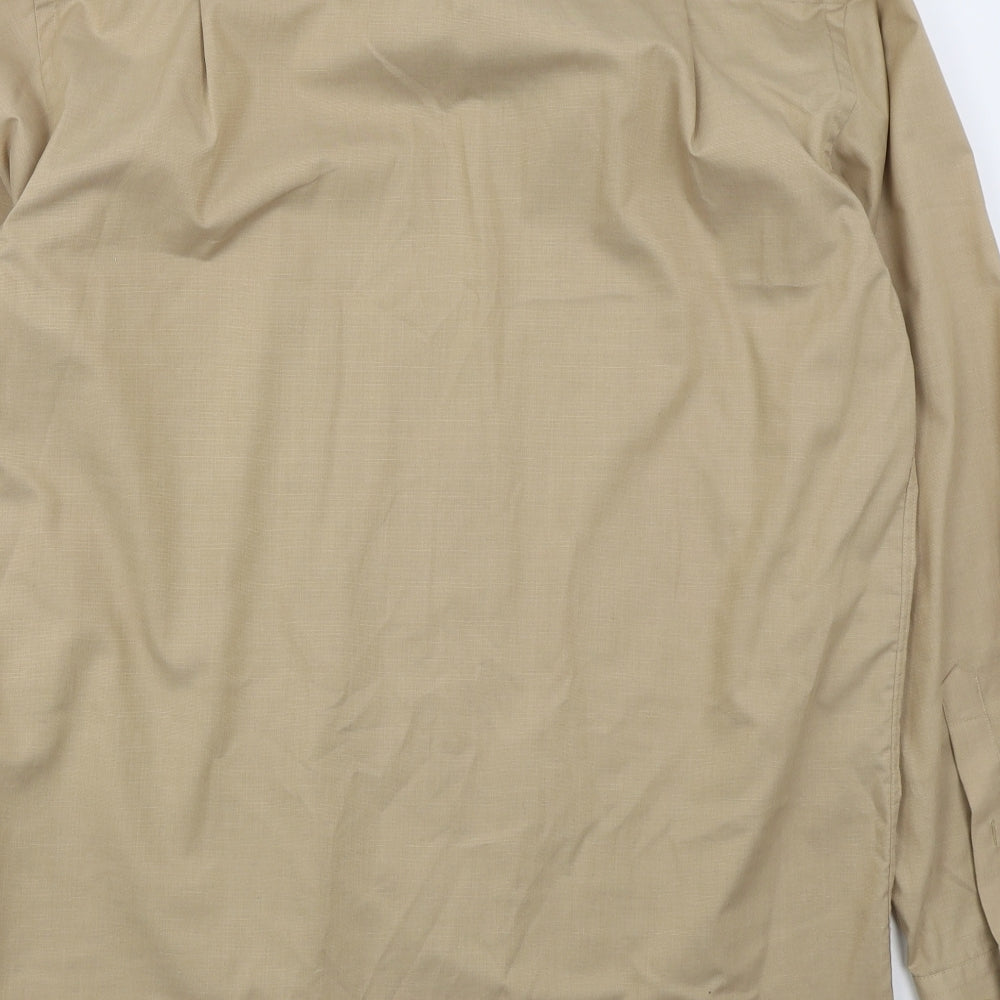 Seidensticker Mens Beige  Cotton  Dress Shirt Size 15.5 Collared Button