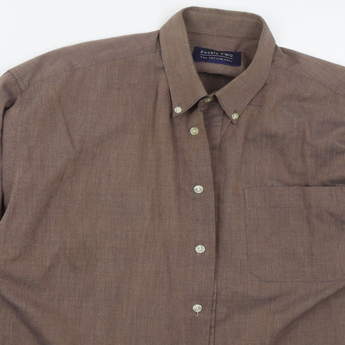 Double TWO Mens Brown  Polyester  Button-Up Size 15.5 Collared Button