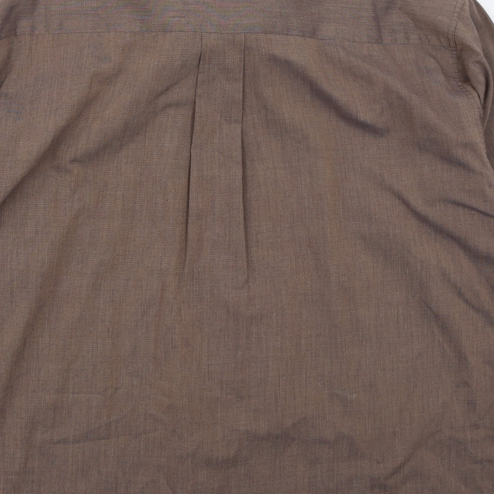 Double TWO Mens Brown  Polyester  Button-Up Size 15.5 Collared Button