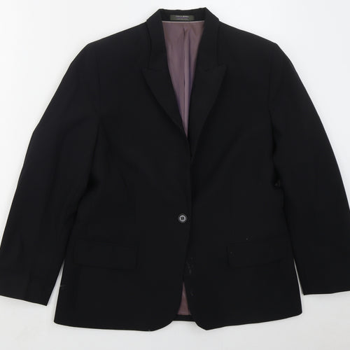 Simon Jersey Womens Black  Polyester Jacket Suit Jacket Size 14