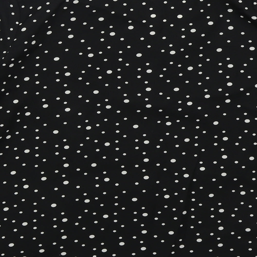 Matalan Womens Black Polka Dot Polyester Basic Blouse Size 14 V-Neck