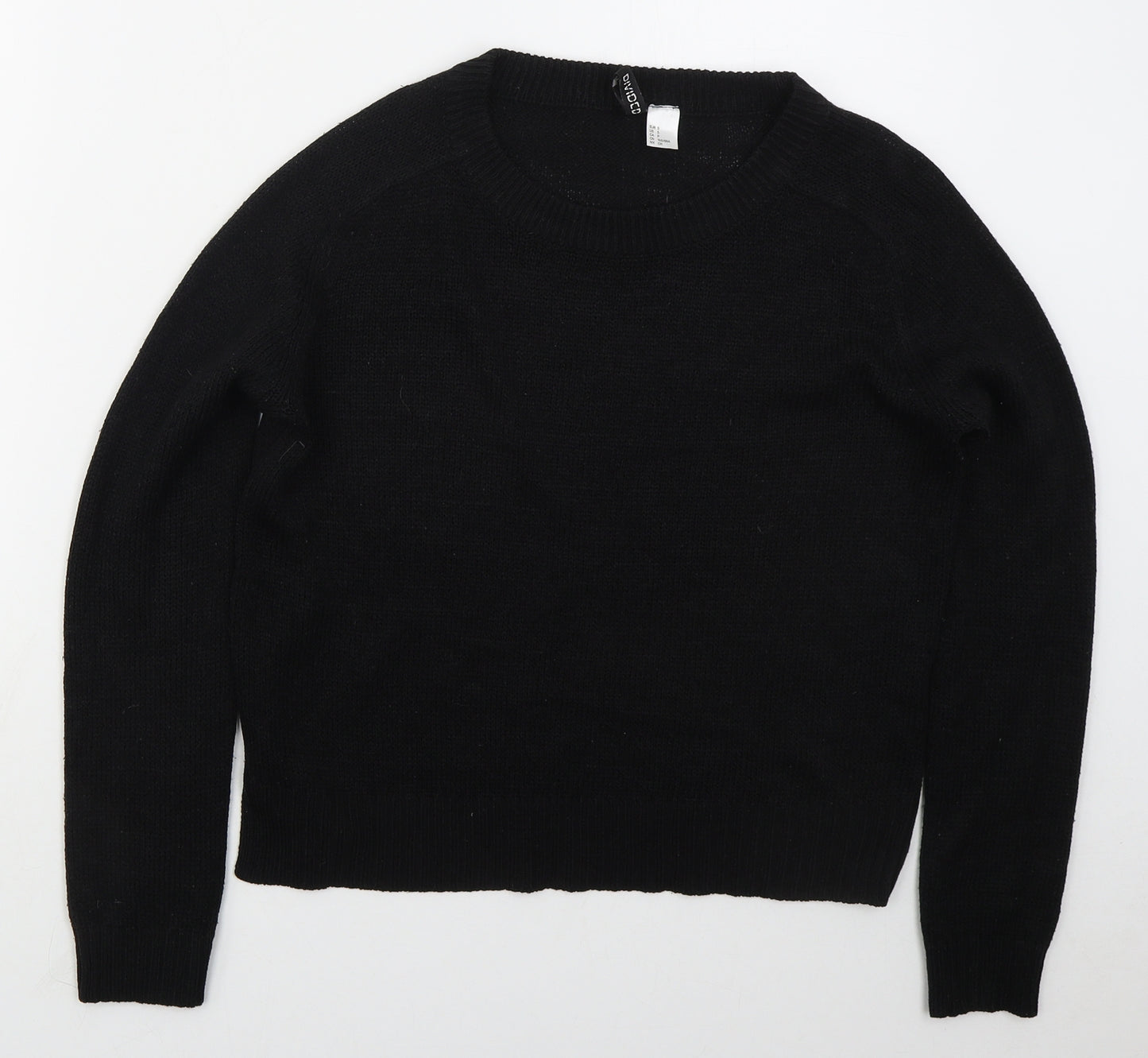 H&M Womens Black Crew Neck  Acrylic Pullover Jumper Size S