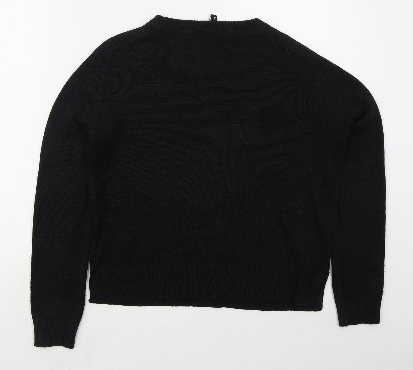 H&M Womens Black Crew Neck  Acrylic Pullover Jumper Size S