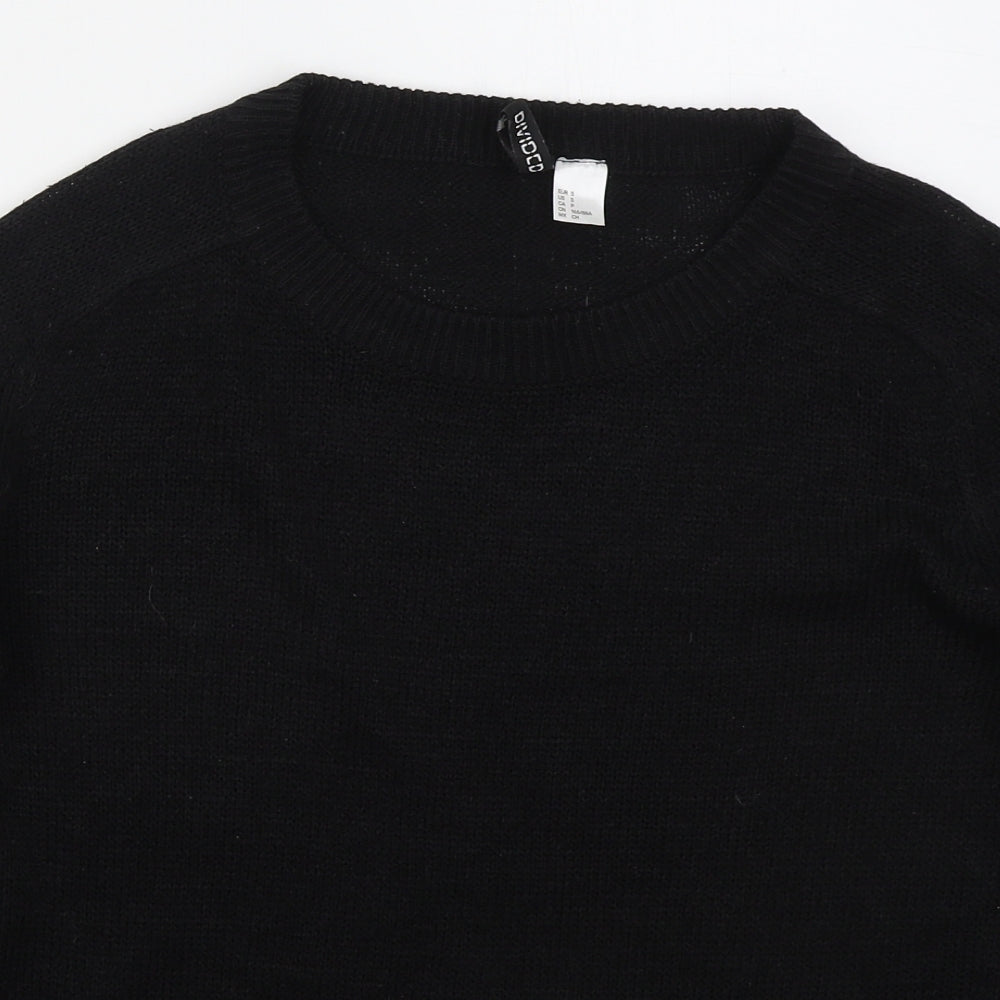 H&M Womens Black Crew Neck  Acrylic Pullover Jumper Size S