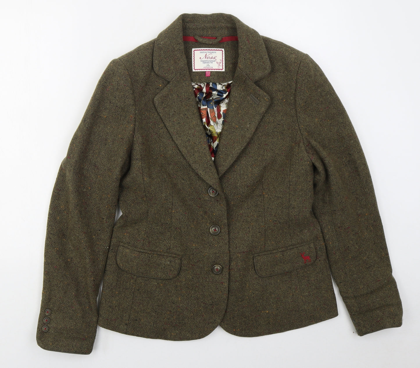 Ness Womens Green Spotted Wool Jacket Suit Jacket Size 14