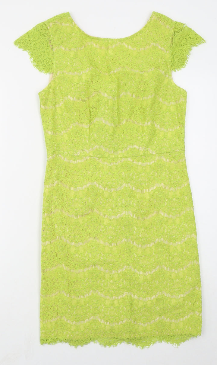 Darling Womens Green Nylon Pencil Dress Size M Round Neck Zip