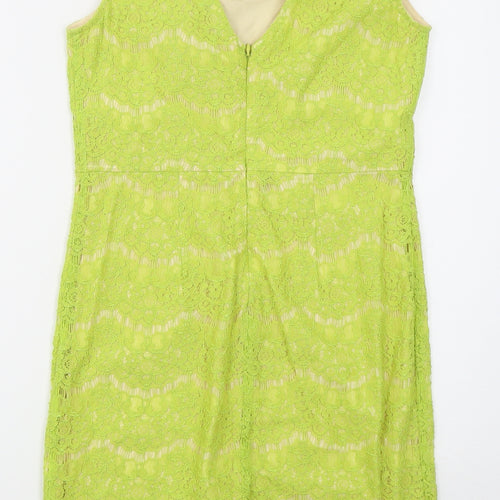 Darling Womens Green  Nylon Pencil Dress  Size M  Round Neck Zip