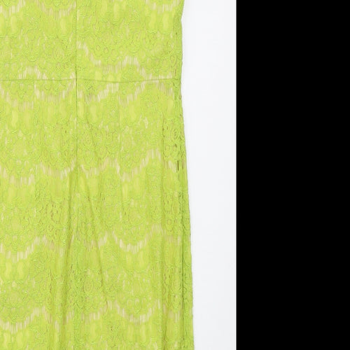 Darling Womens Green  Nylon Pencil Dress  Size M  Round Neck Zip