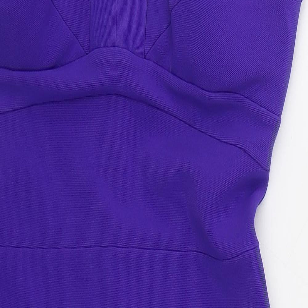 Julien Macdonald Womens Purple  Polyester Pencil Dress  Size 10  V-Neck Zip