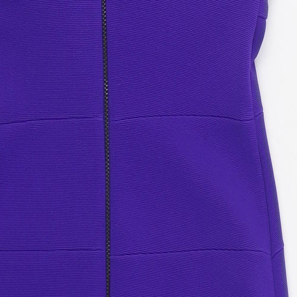 Julien Macdonald Womens Purple  Polyester Pencil Dress  Size 10  V-Neck Zip