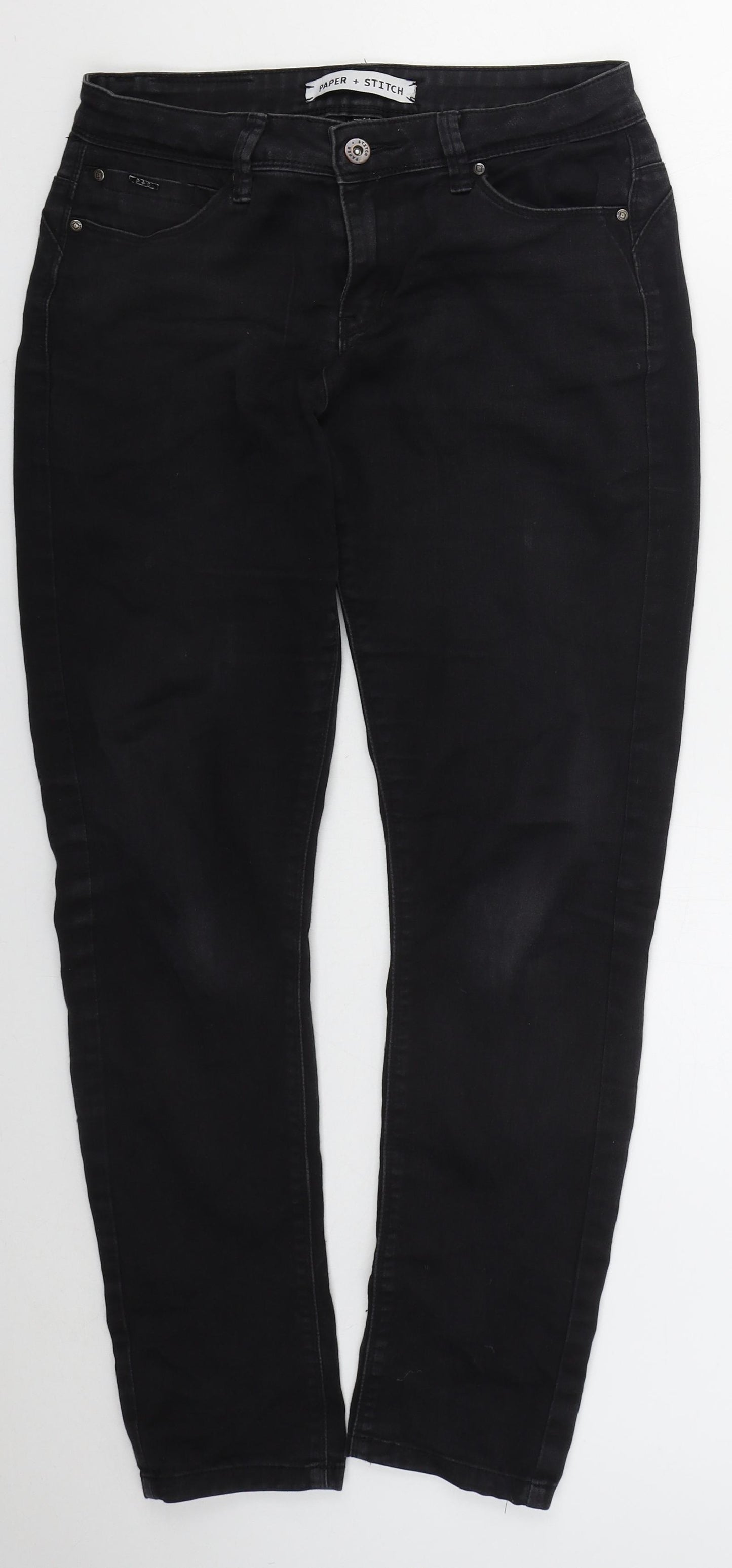 Paper + Stitch Womens Black  Cotton Skinny Jeans Size 30 in L29 in Regular Button