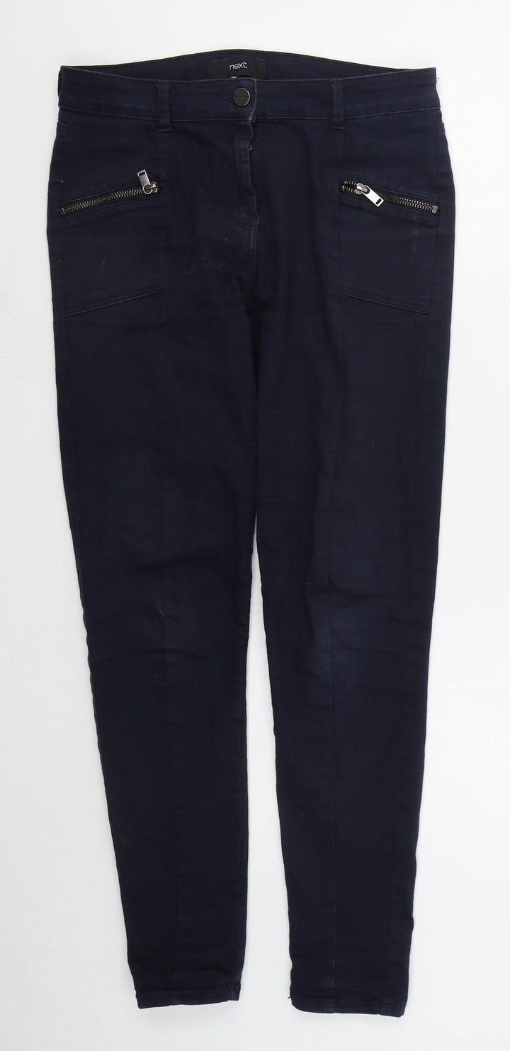 NEXT Womens Blue Cotton Skinny Jeans Size 10 L28 in Regular Button