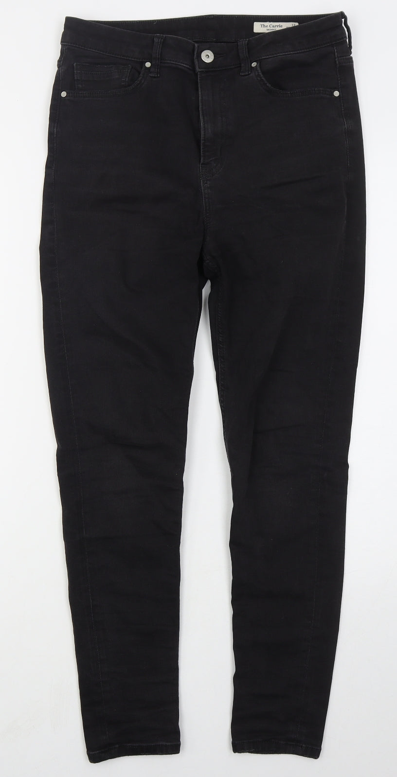 Marks and Spencer Womens Black  Cotton Skinny Jeans Size 12 L28 in Regular Button