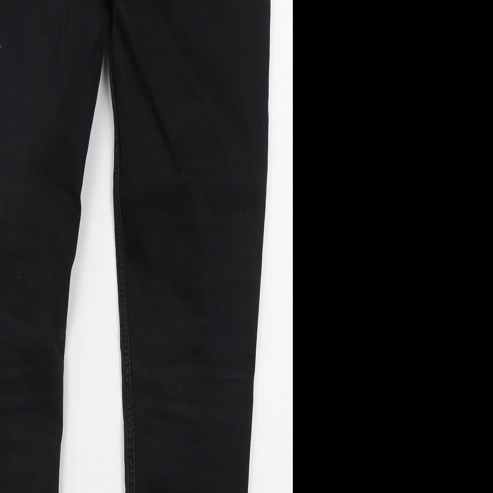 Marks and Spencer Womens Black  Cotton Skinny Jeans Size 12 L28 in Regular Button