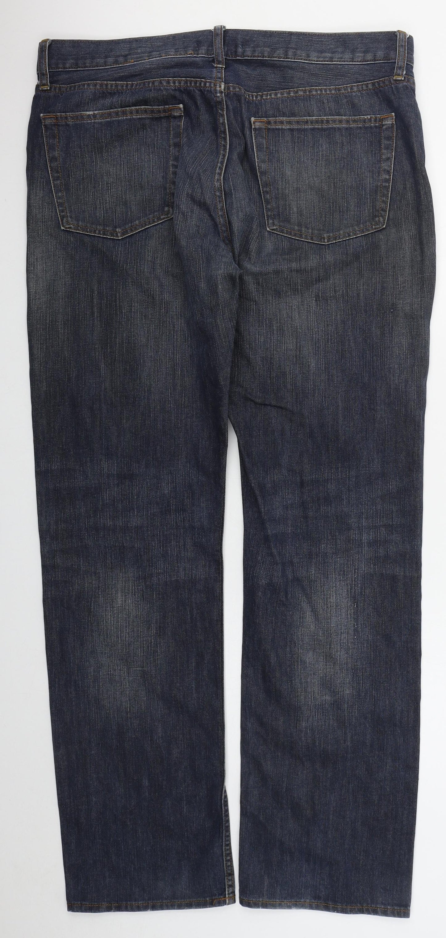Relabelled Mens Blue  Cotton Straight Jeans Size 38 L33 in Regular Button