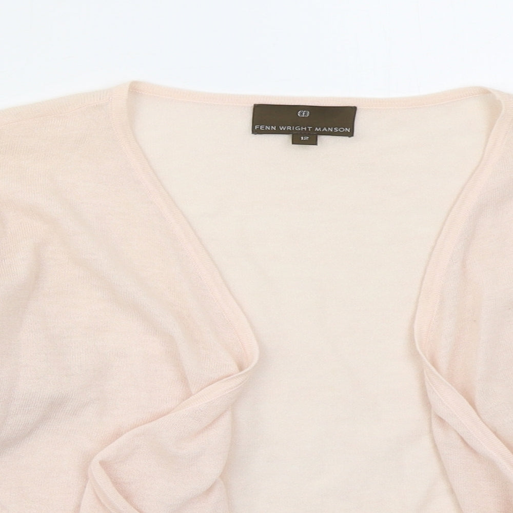 Fenn Wright Manson Womens Pink V-Neck  Wool Cardigan Jumper Size 12