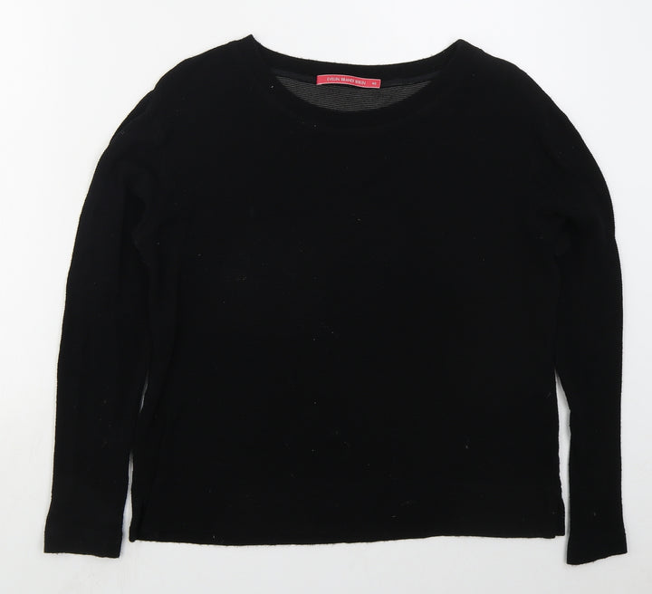 EVELIN BRANDT Womens Black Boat Neck Viscose Pullover Jumper Size 12