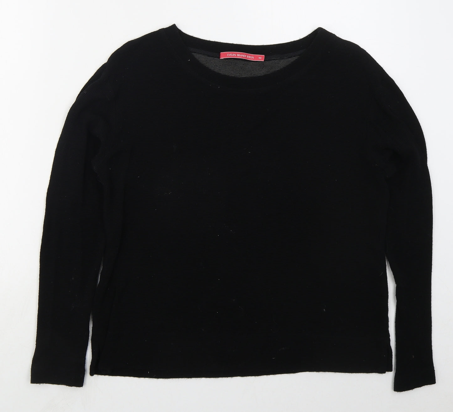 EVELIN BRANDT Womens Black Boat Neck  Viscose Pullover Jumper Size 12