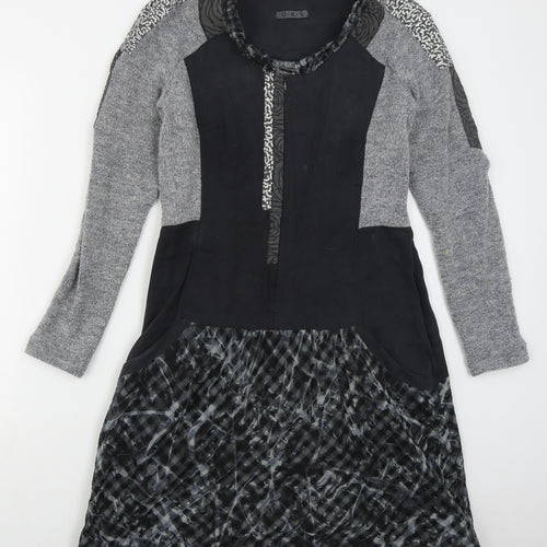 OKS Womens Grey  Acrylic Skater Dress  Size M  Round Neck Pullover -