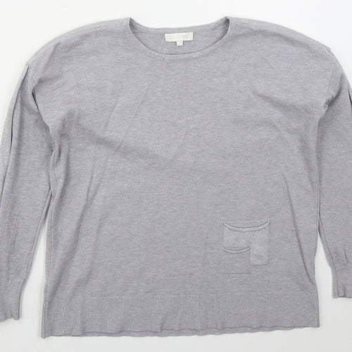 Bluoltre Womens Grey Crew Neck  Viscose Pullover Jumper Size S