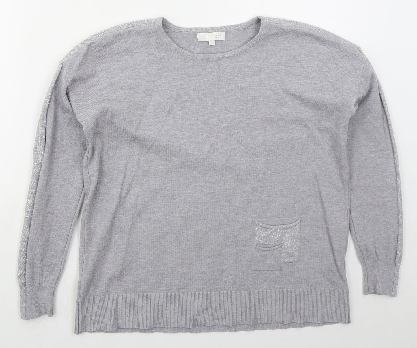 Bluoltre Womens Grey Crew Neck  Viscose Pullover Jumper Size S