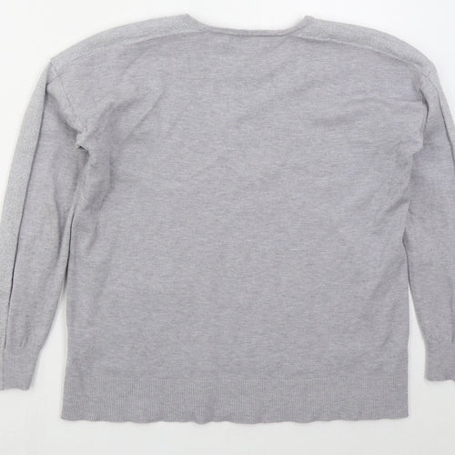 Bluoltre Womens Grey Crew Neck  Viscose Pullover Jumper Size S
