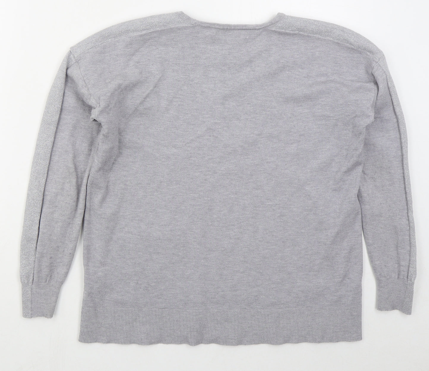 Bluoltre Womens Grey Crew Neck  Viscose Pullover Jumper Size S