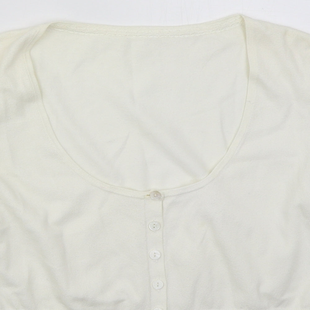 Coast Womens Ivory Round Neck  Cotton Cardigan Jumper Size M
